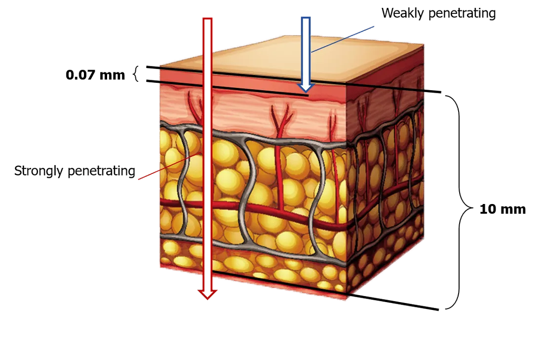 The ability of radiation to penetrate the tissues of the human body